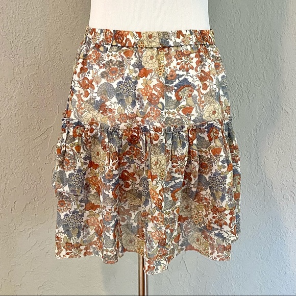 NWT Frye Cream Floral Magdalena Circle Skirt, XS - Picture 2 of 15